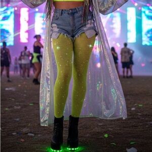 Iridescent Rhinestone Fishnet tights